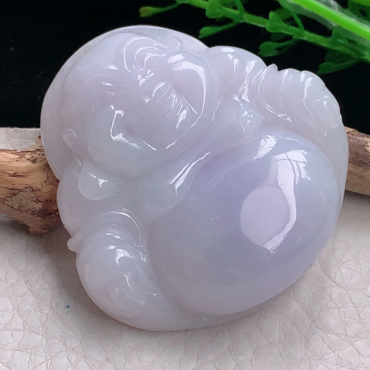 zen自然光48.5*48.6*12.5缅甸翡翠a货饱满紫罗兰大佛公 弥勒佛玉吊坠 毛衣坠