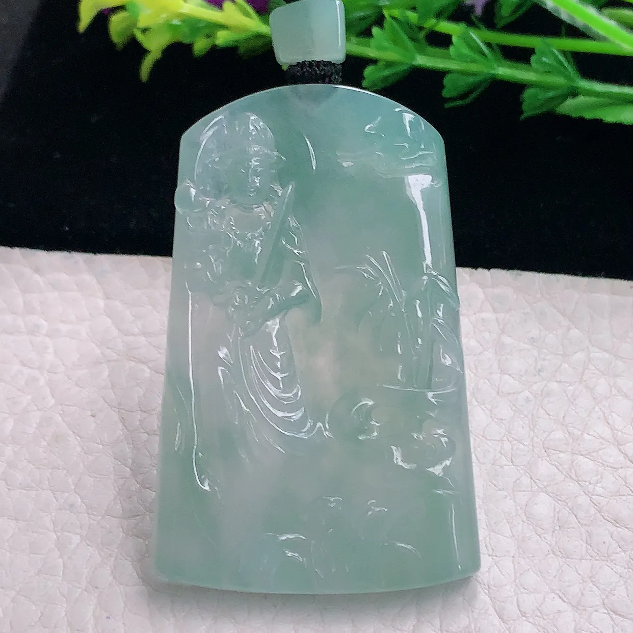 mut自然光55.6*36*5.6天然缅甸翡翠冰晴自在观音 玉观音玉吊坠 玉挂件