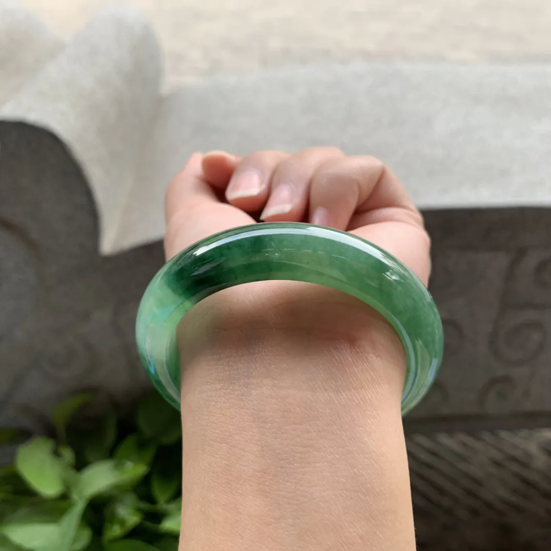 小圈口53.2-12.7-8.7 【辣绿正圈手镯】正圈53 54可戴