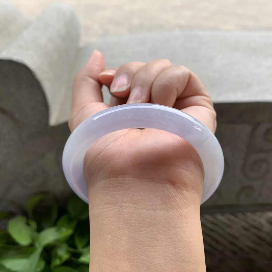 圈口54.5-9.3 【冰茄紫圆条手镯】圆条54 55可戴