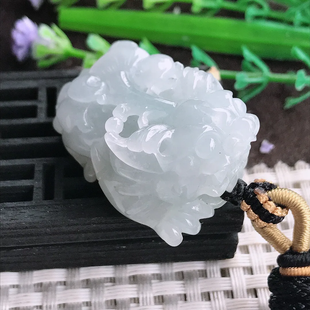 天然A货翡翠38/24/20.5老坑秀气冰润招财貔貅吊坠翡翠挂件