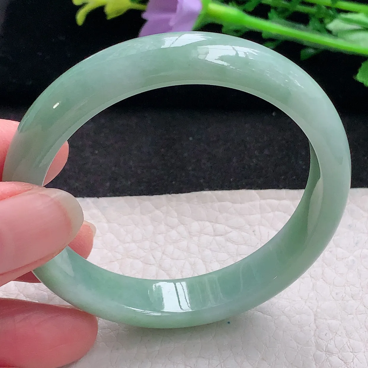 xx自然光53*11.8*7平安镯 翡翠a货玉手镯满绿宽边珠宝玉手环