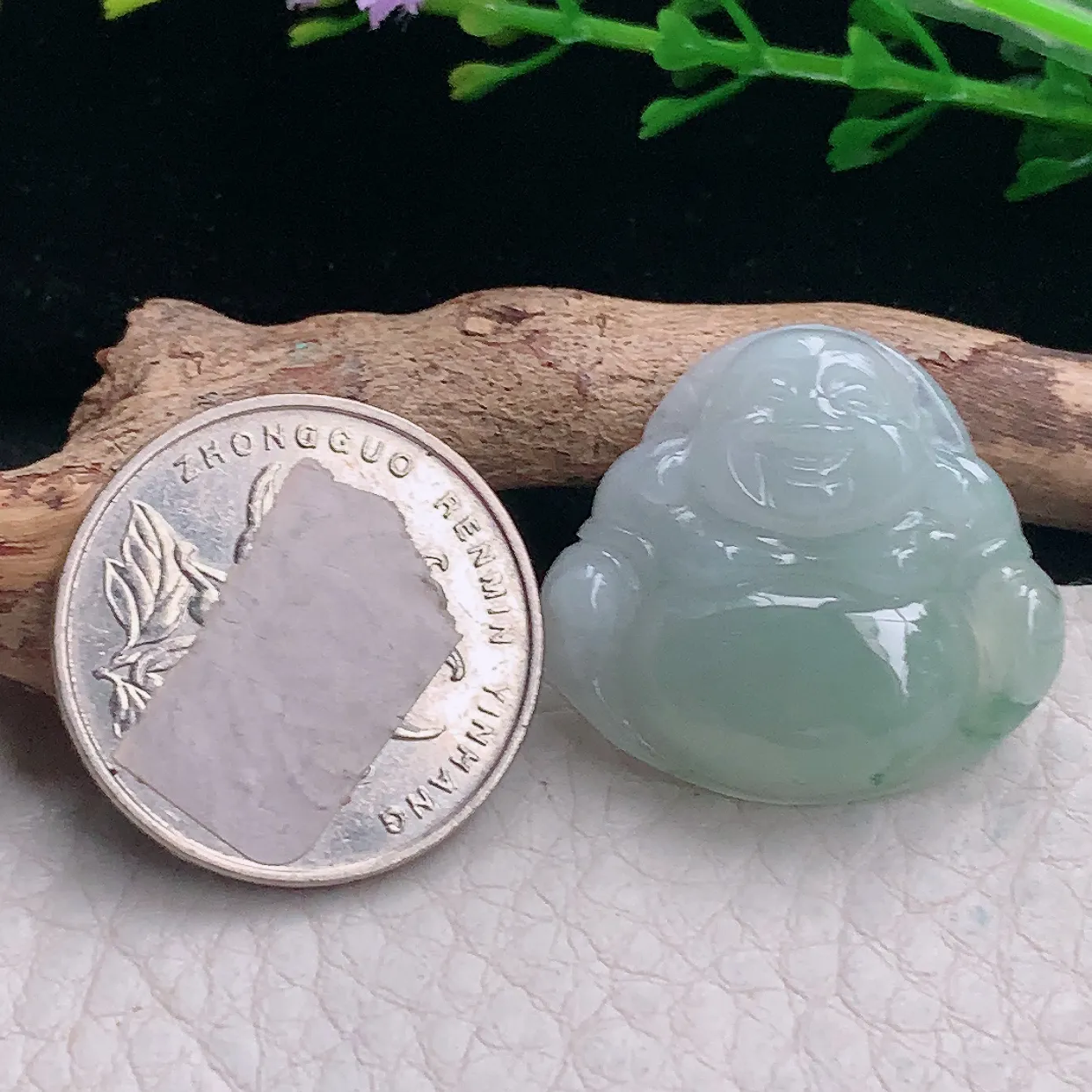 zen自然光24.8*27*6缅甸翡翠a货饱满冰晴佛公 弥勒佛玉吊坠 玉挂件