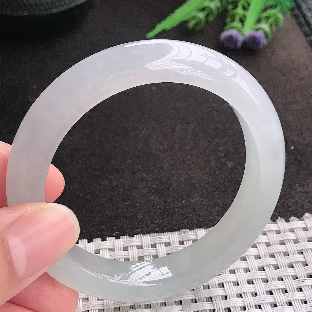 天然A货翡翠53/11.3/8.8老坑冰胶果冻冰晴底手镯宽边玉镯