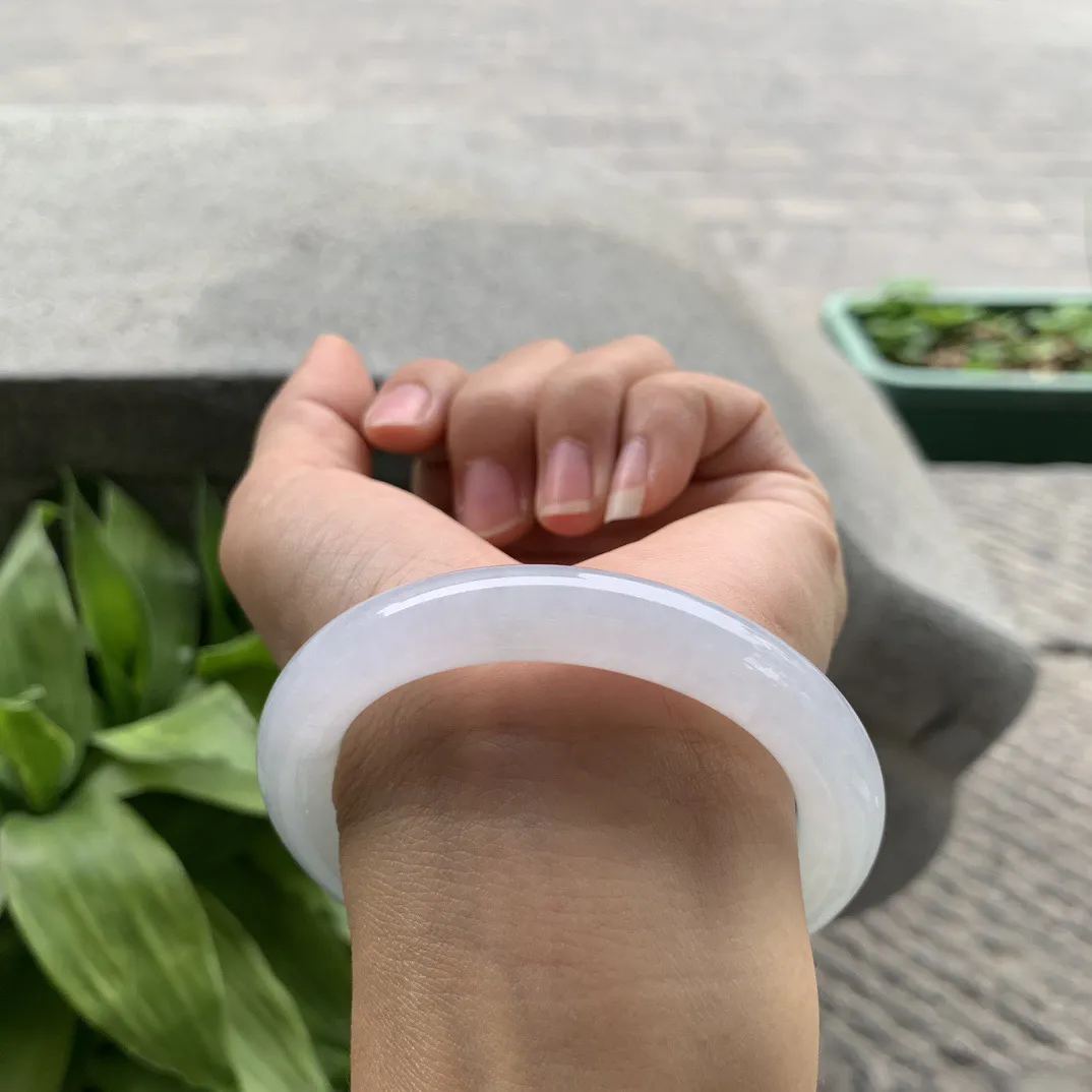 圈口54.8-10.1【冰圆条手镯】圆条54 55可戴