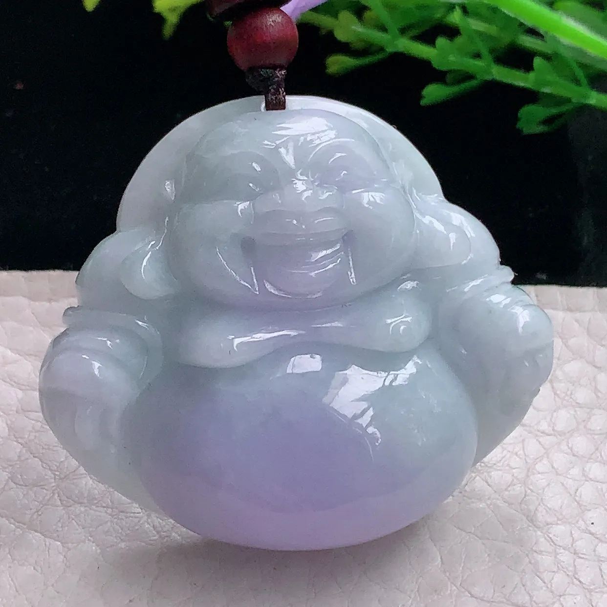 zen自然光40.8*46.5*14.2缅甸翡翠a货饱满紫罗兰佛公 弥勒佛玉吊坠 玉挂件