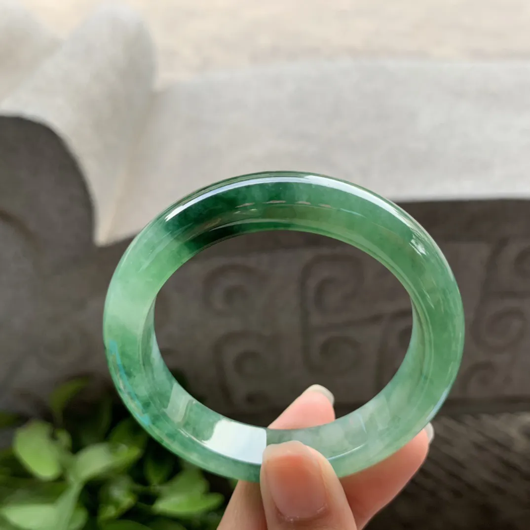 小圈口53.2-12.7-8.7 【辣绿正圈手镯】正圈53 54可戴