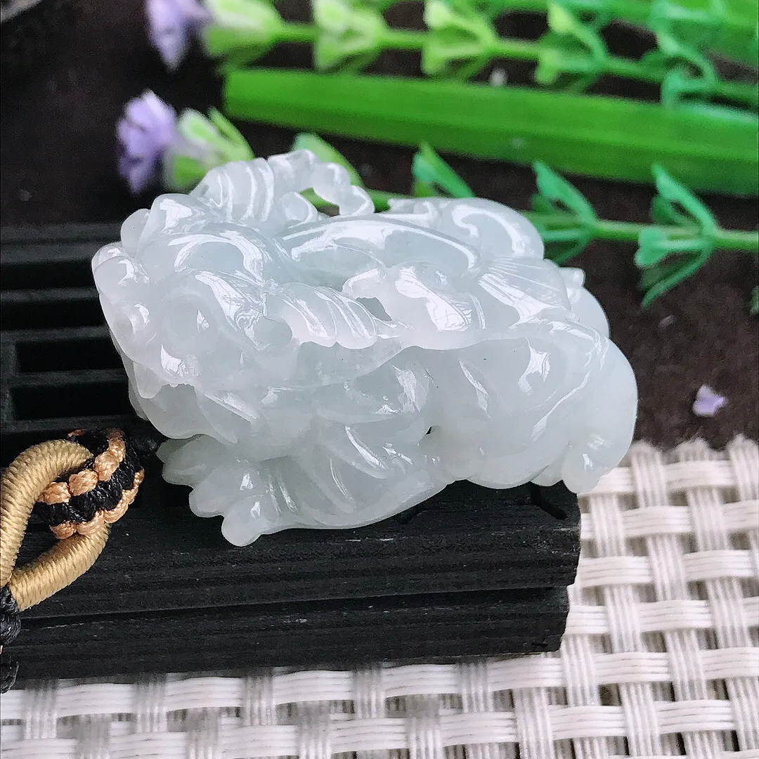 天然A货翡翠38/24/20.5老坑秀气冰润招财貔貅吊坠翡翠挂件