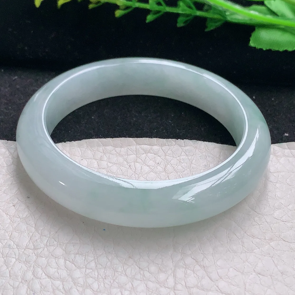 nr自然光56.5*12.5*8.8平安镯 翡翠a货玉手镯冰胶清新宽边珠宝玉手环