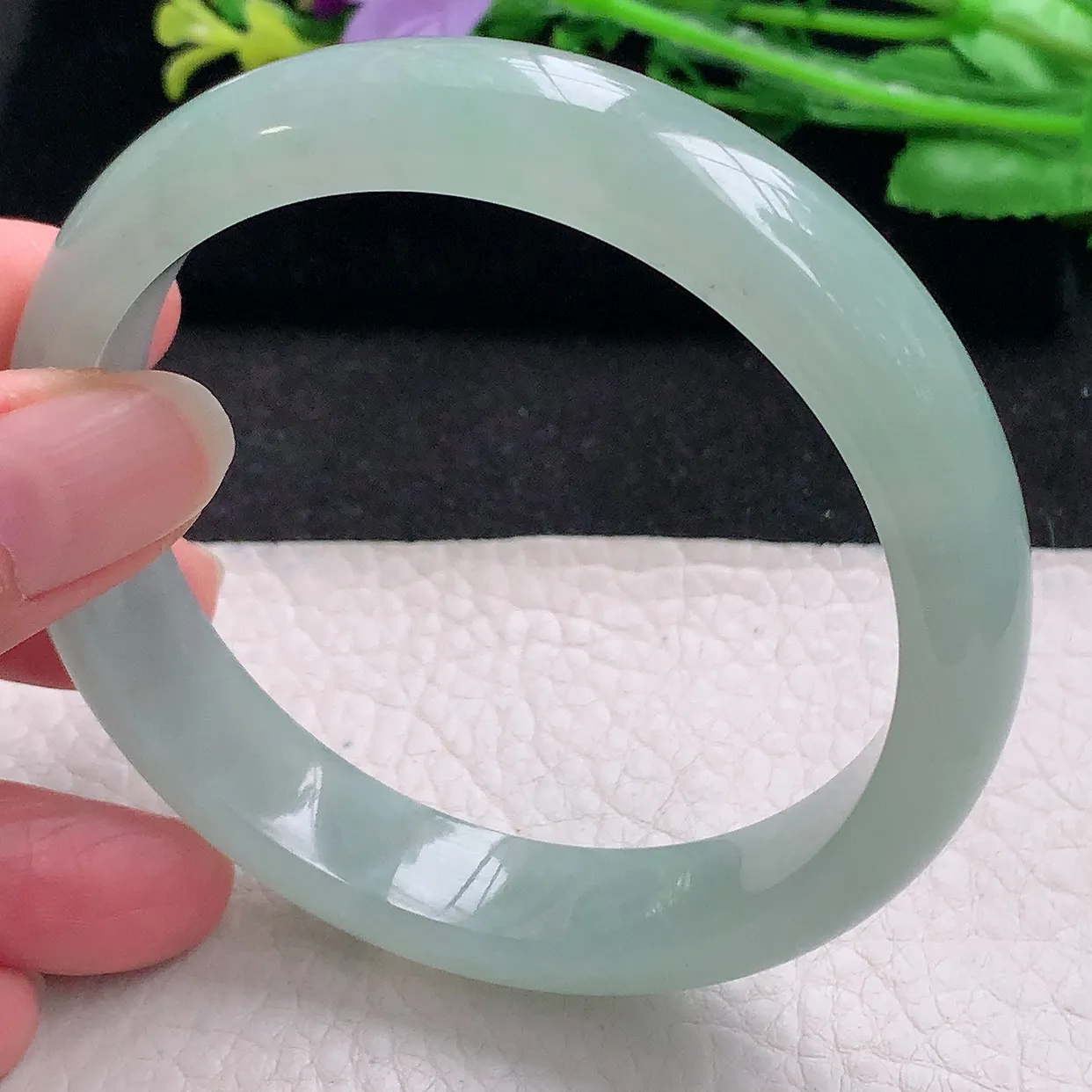 nr大圈口61*13.4*7.8平安镯 翡翠a货玉手镯冰晴宽边珠宝玉手环