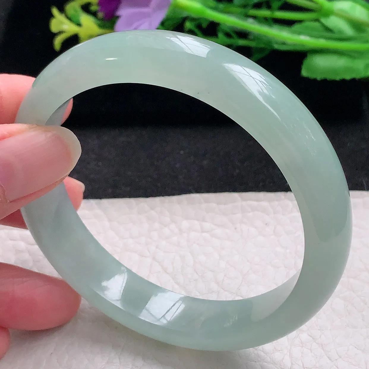 nr大圈口61*13.4*7.8平安镯 翡翠a货玉手镯冰晴宽边珠宝玉手环