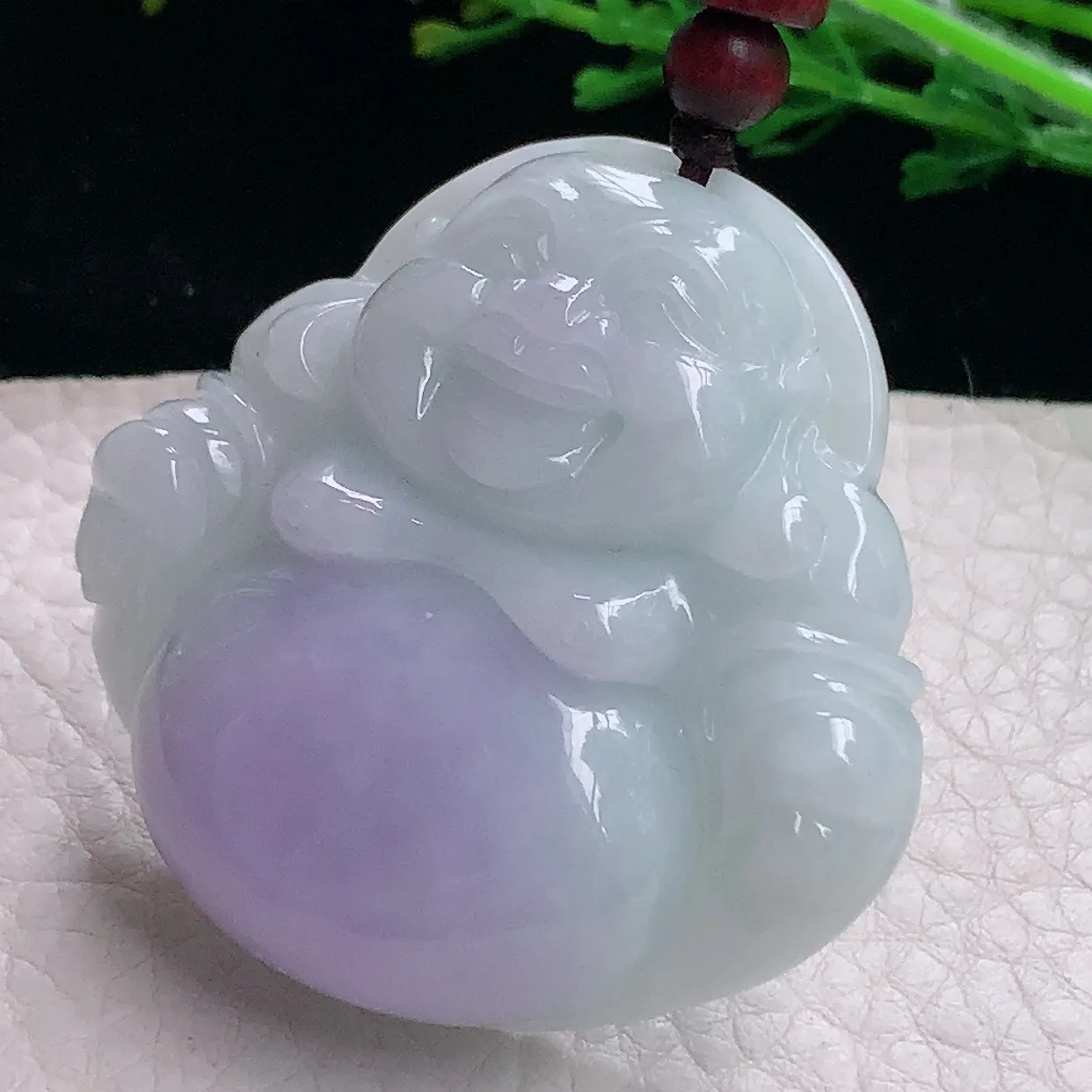 zen自然光36*48*12.5缅甸翡翠a货饱满贵气紫罗兰佛公 弥勒佛玉吊坠 玉挂件