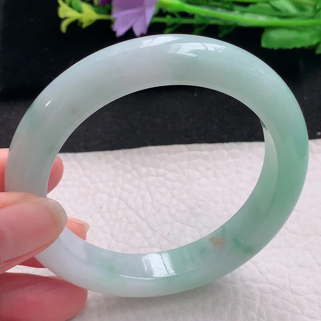 z自然光58.5*11.8*9.7平安镯 翡翠a货玉手镯清新宽边珠宝玉手环