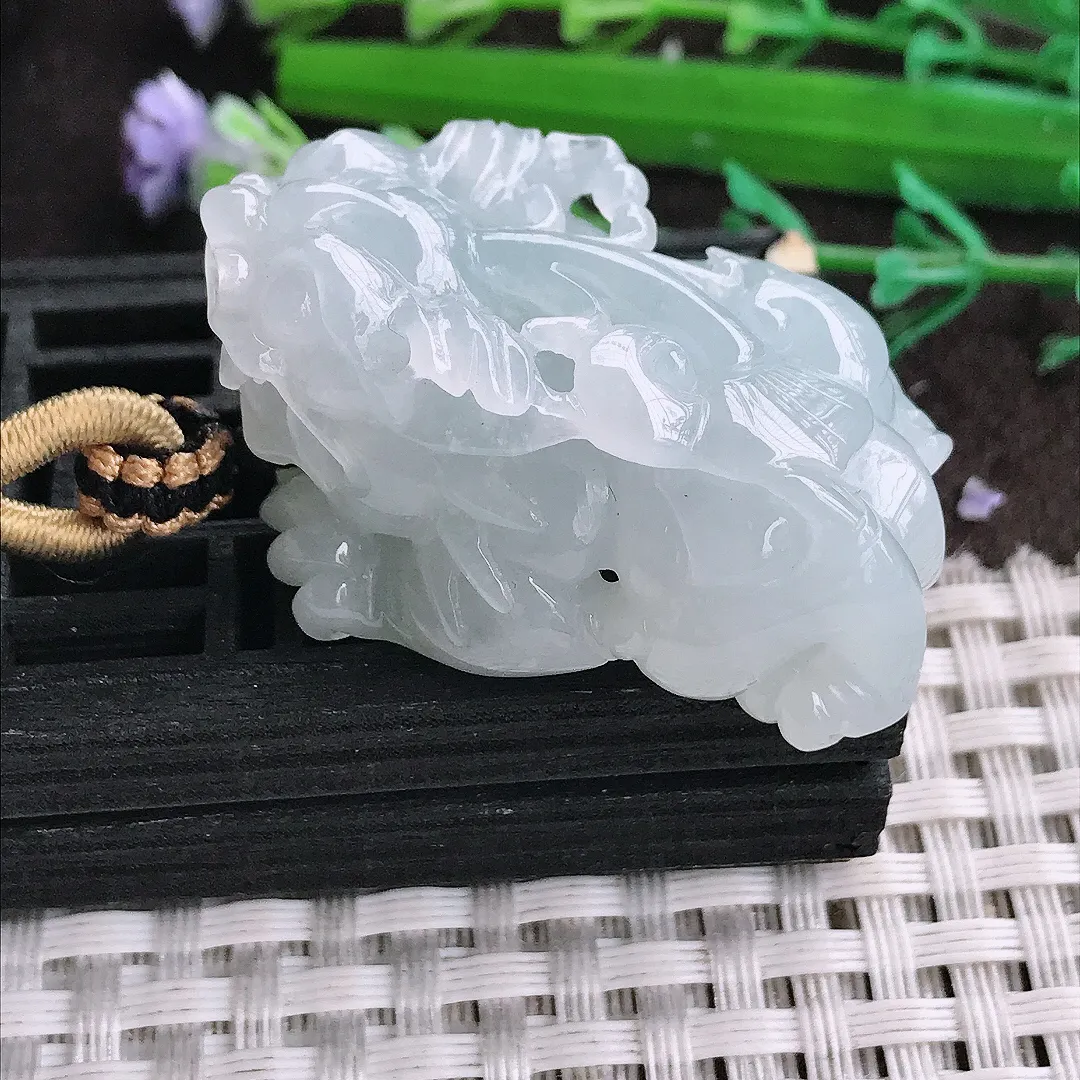 天然A货翡翠38/24/20.5老坑秀气冰润招财貔貅吊坠翡翠挂件