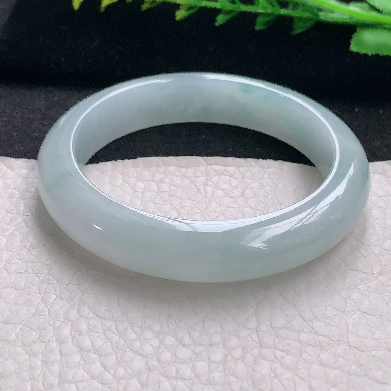 nr自然光56.5*12.5*8.8平安镯 翡翠a货玉手镯冰胶清新宽边珠宝玉手环