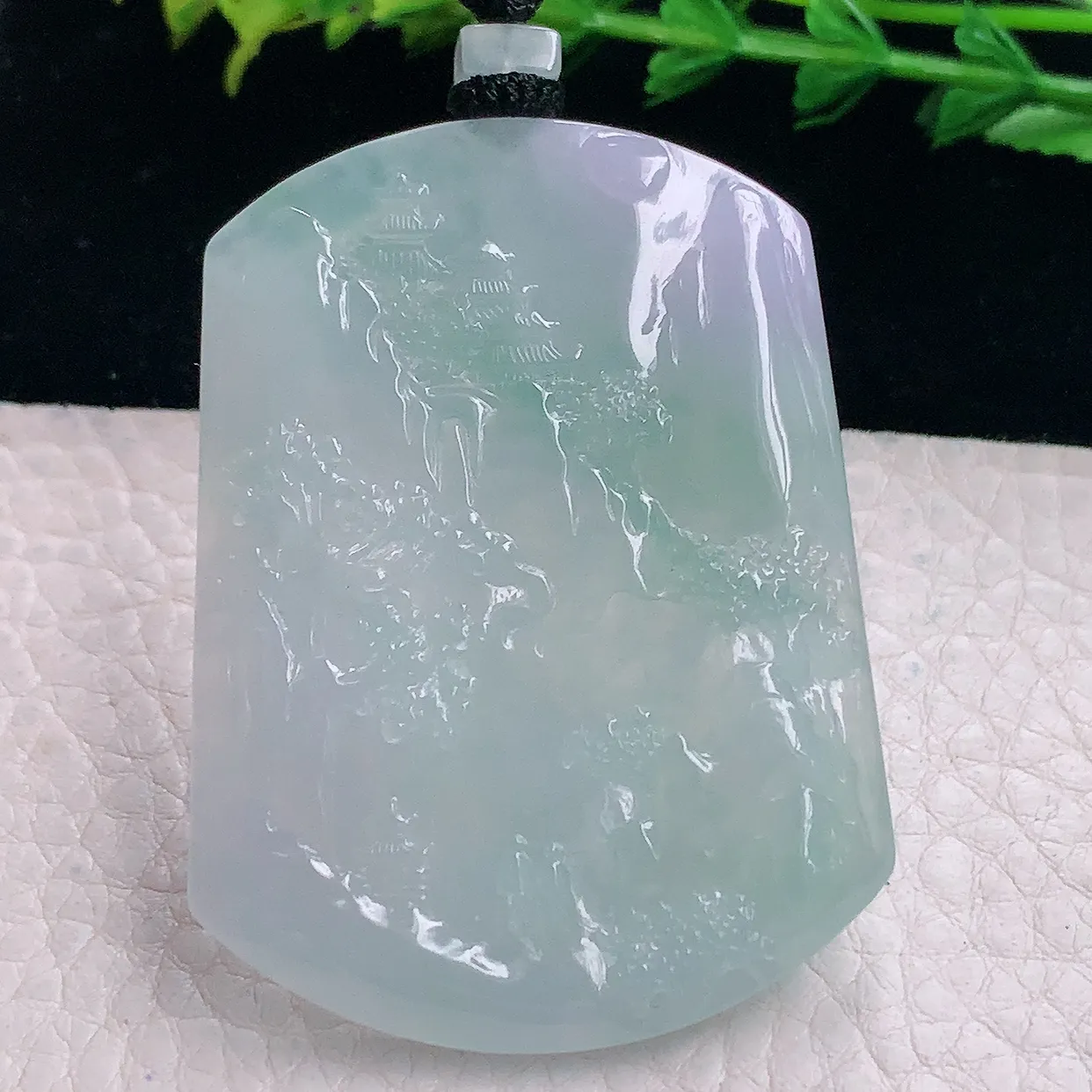 mut自然光55*41*5天然缅甸翡翠冰晴山水 大好河山玉吊坠 玉挂件