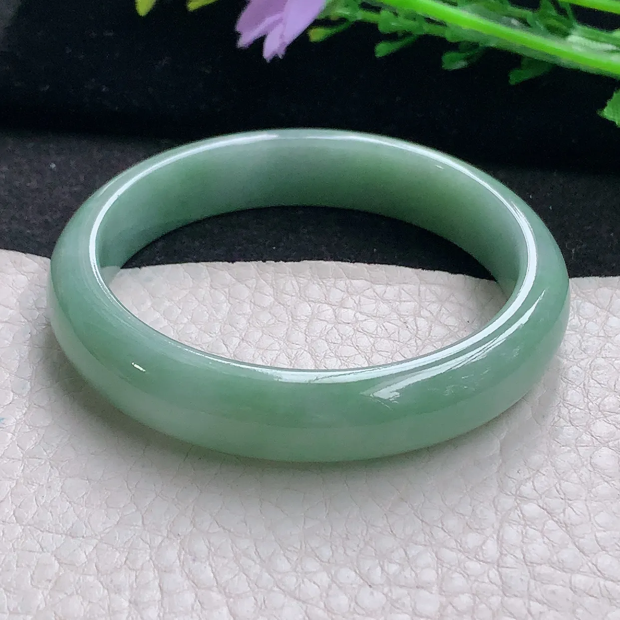 xx自然光53*11.8*7平安镯 翡翠a货玉手镯满绿宽边珠宝玉手环