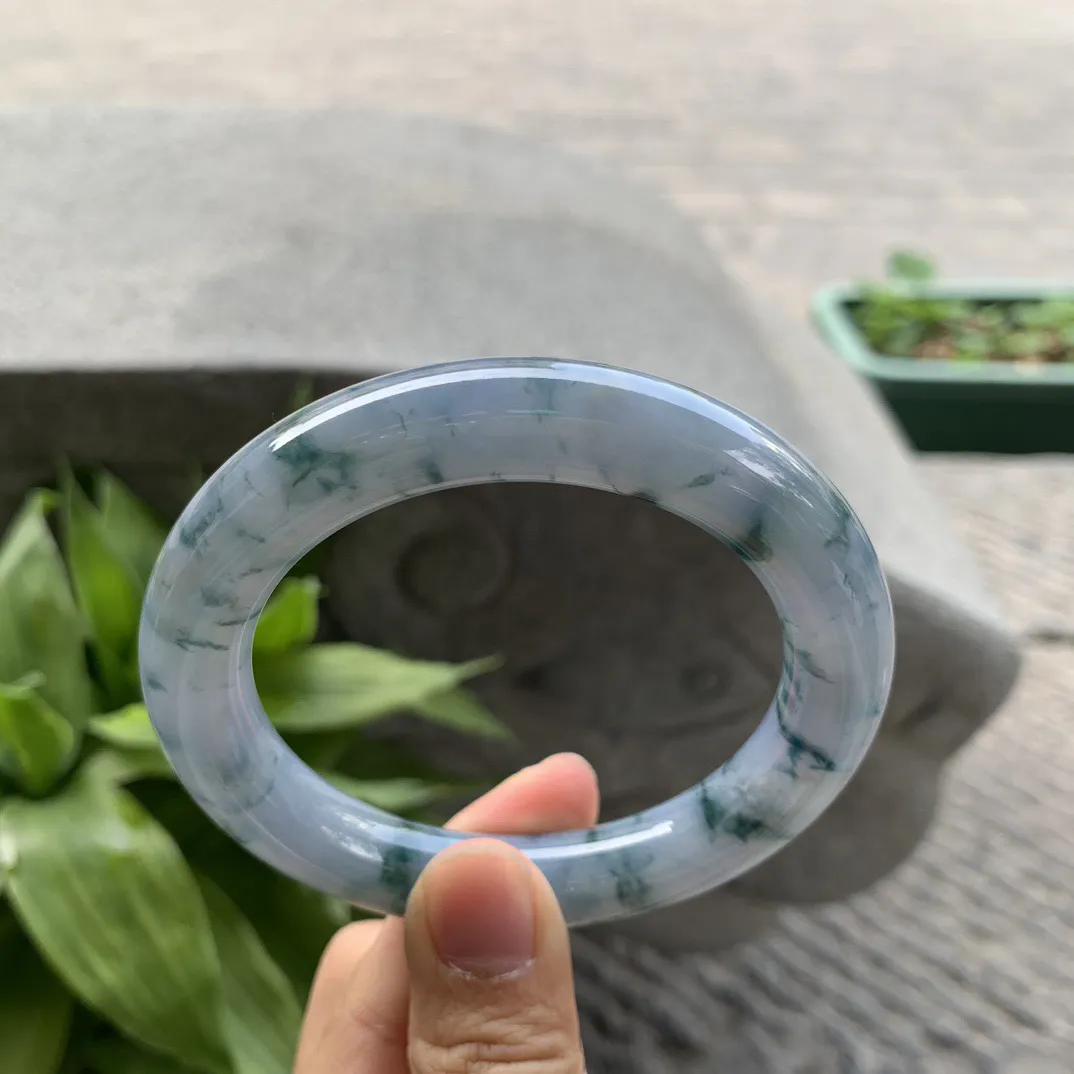 圈口57.6-11.5 【茄紫飘花圆条手镯】圆条57 58可戴