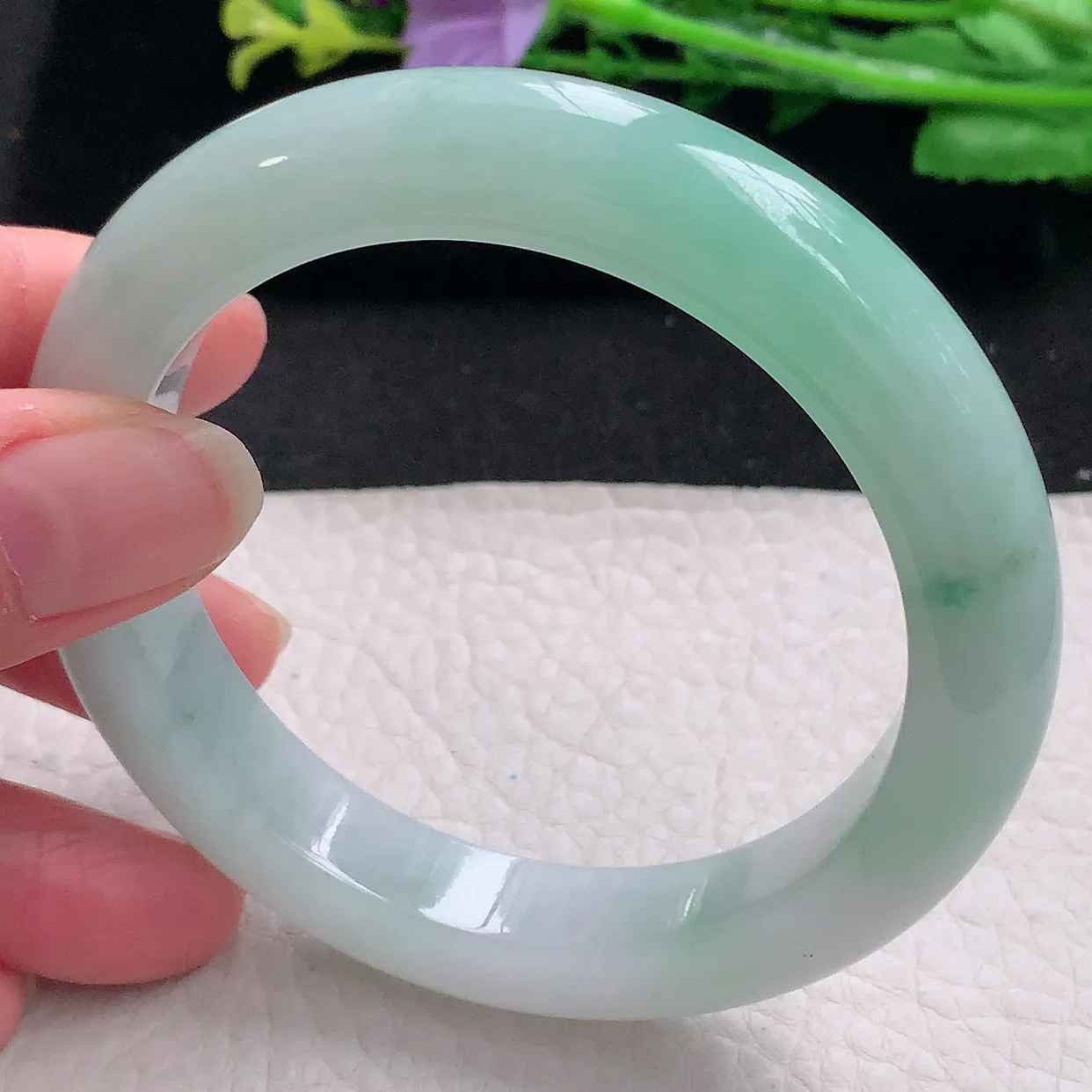 z自然光58.5*11.8*9.7平安镯 翡翠a货玉手镯清新宽边珠宝玉手环