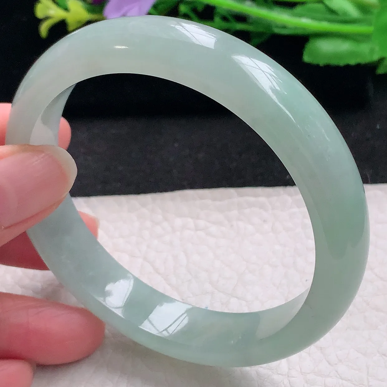 nr大圈口61*13.4*7.8平安镯 翡翠a货玉手镯冰晴宽边珠宝玉手环