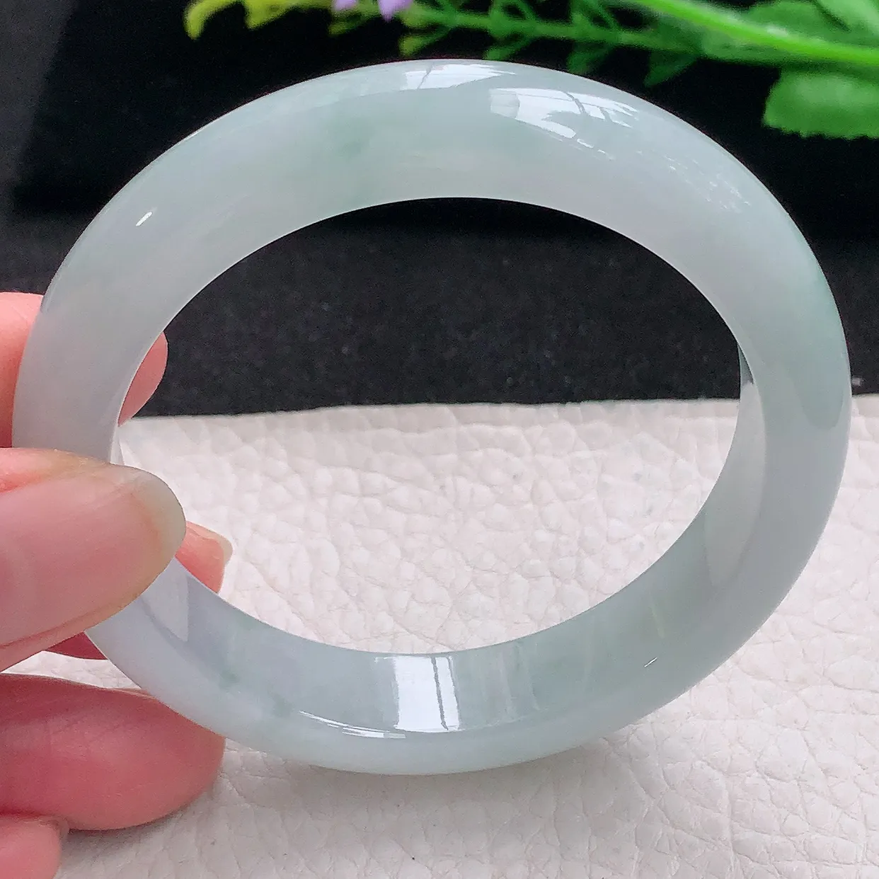 nr自然光56.5*12.5*8.8平安镯 翡翠a货玉手镯冰胶清新宽边珠宝玉手环