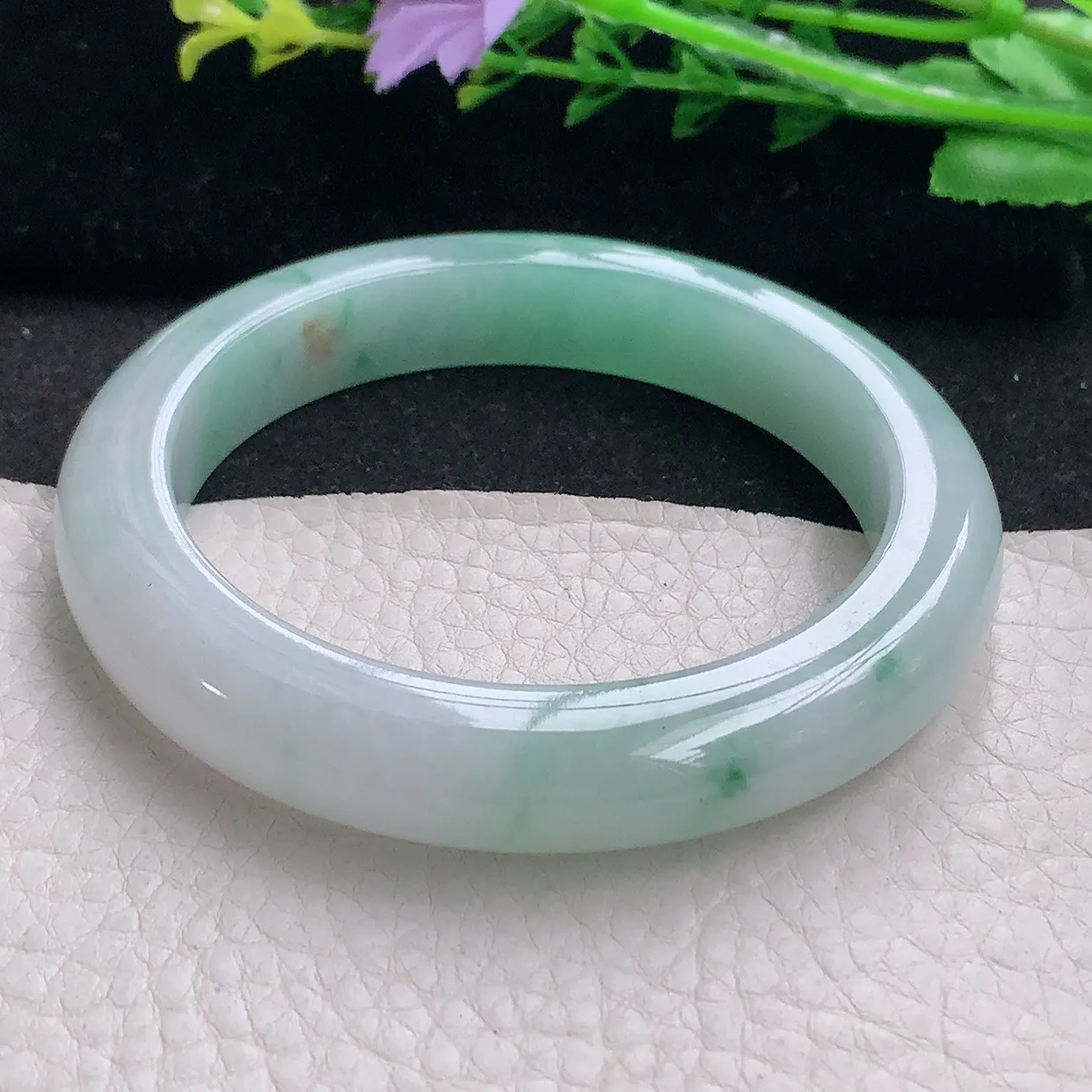 z自然光58.5*11.8*9.7平安镯 翡翠a货玉手镯清新宽边珠宝玉手环