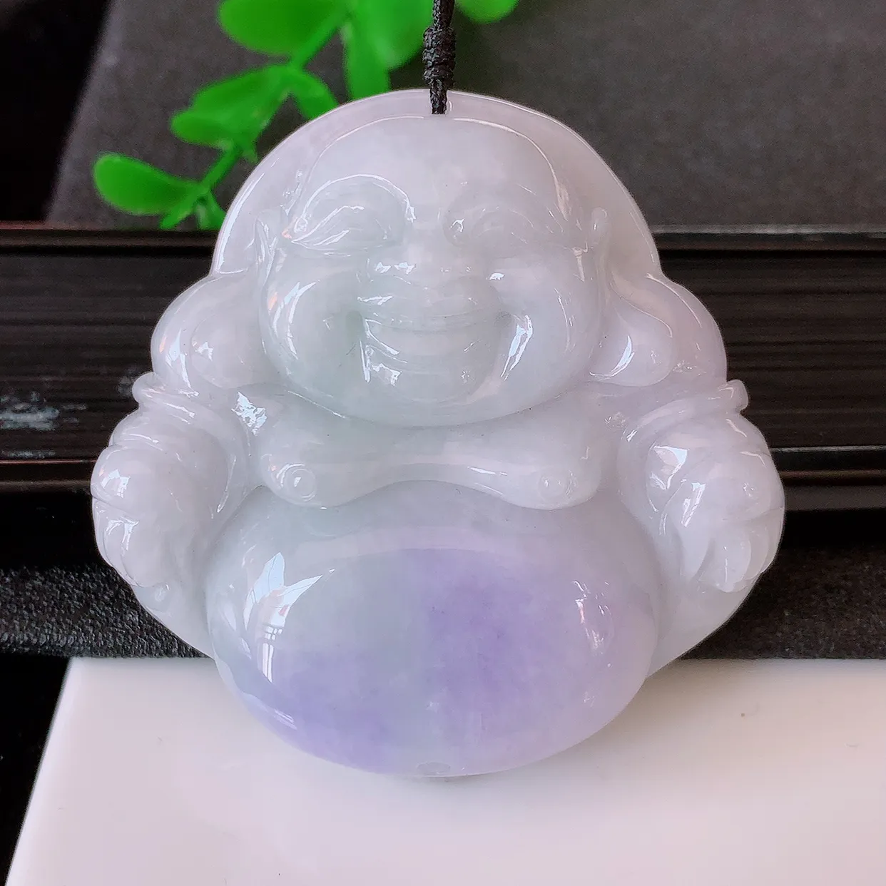 自然光实拍，大件厚装紫罗兰翡翠佛公吊坠，笑口常开，佛公在心中，一生平安幸福，佛公翠色迷人，佩戴佳品！#41.7