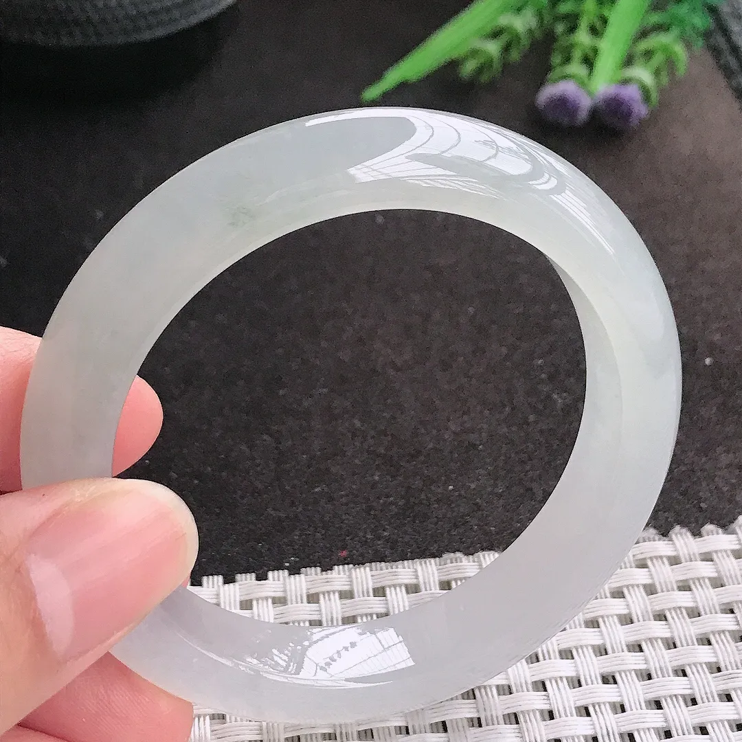 天然A货翡翠53/11.3/8.8老坑冰胶果冻冰晴底手镯宽边玉镯