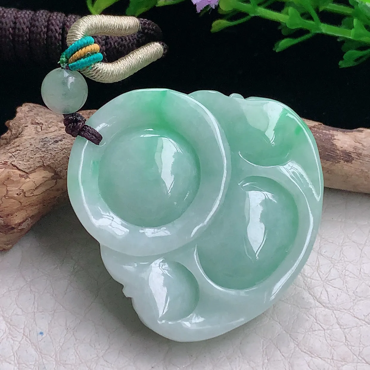 zen自然光38*38*11缅甸翡翠a货饱满飘绿佛公 弥勒佛玉吊坠 玉挂件