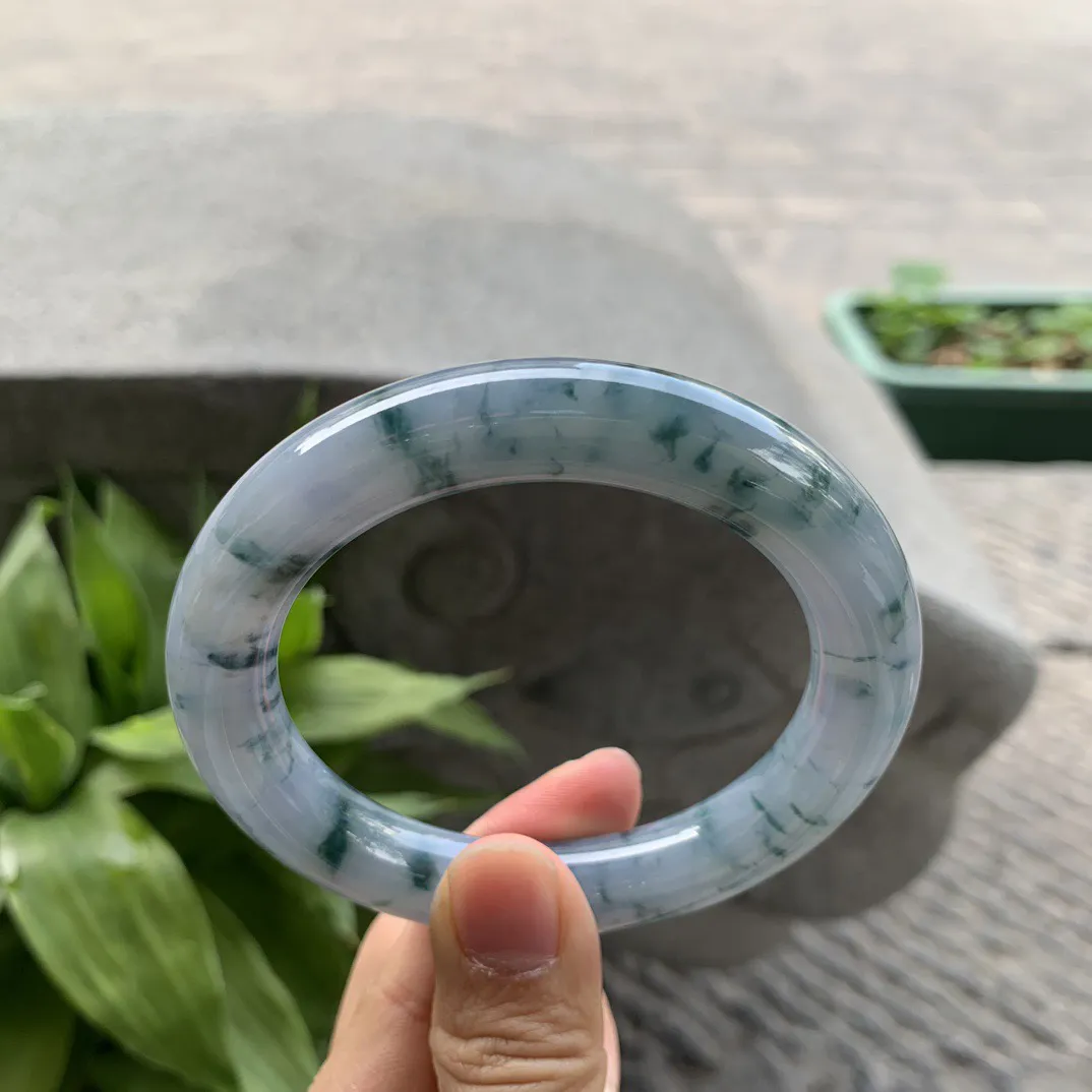 圈口57.6-11.5 【茄紫飘花圆条手镯】圆条57 58可戴