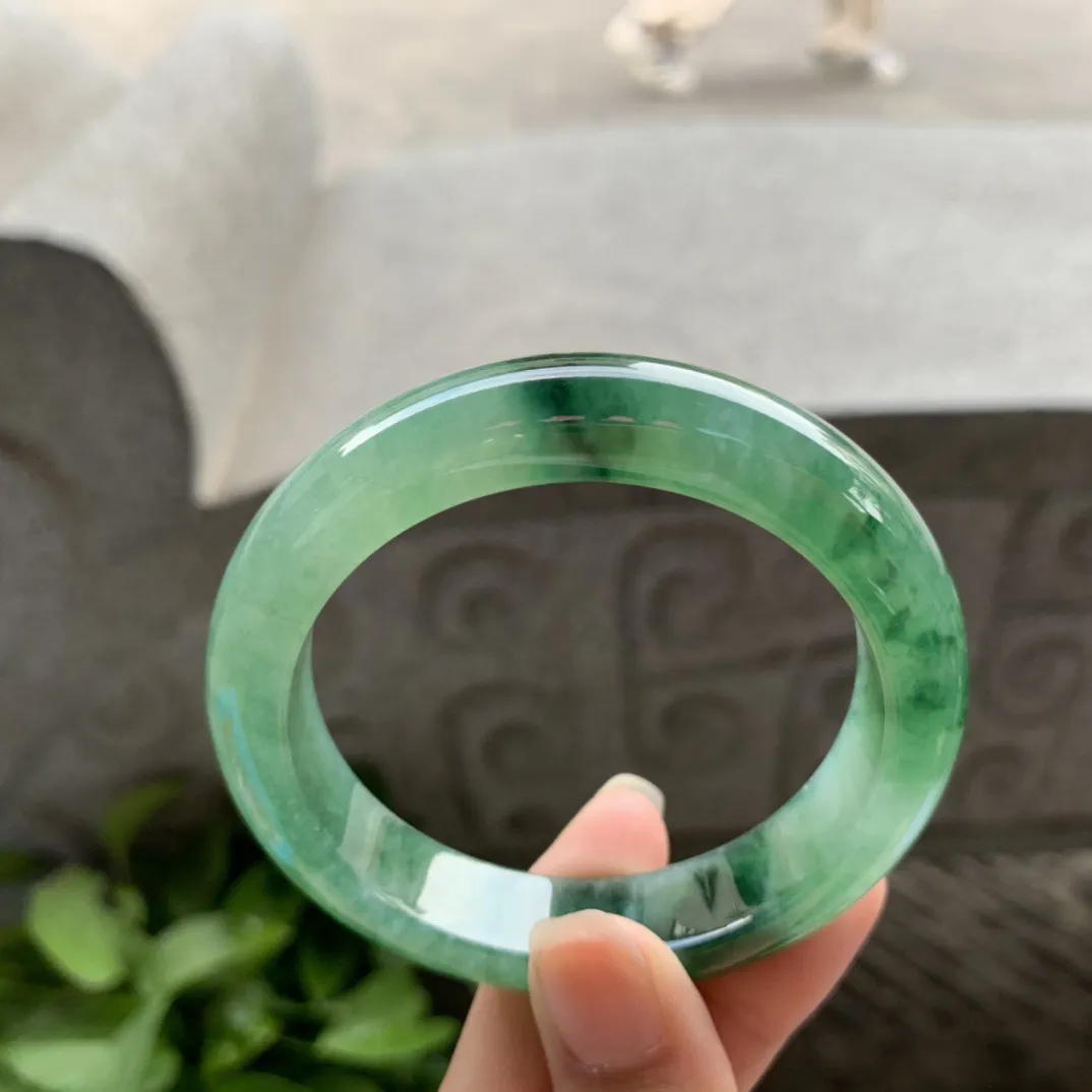 小圈口53.2-12.7-8.7 【辣绿正圈手镯】正圈53 54可戴