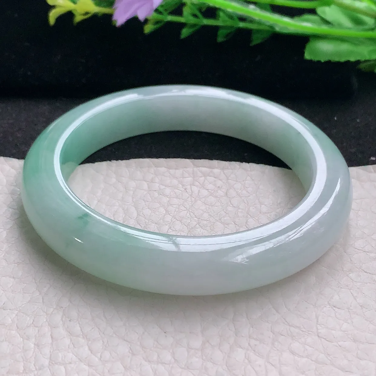 z自然光58.5*11.8*9.7平安镯 翡翠a货玉手镯清新宽边珠宝玉手环