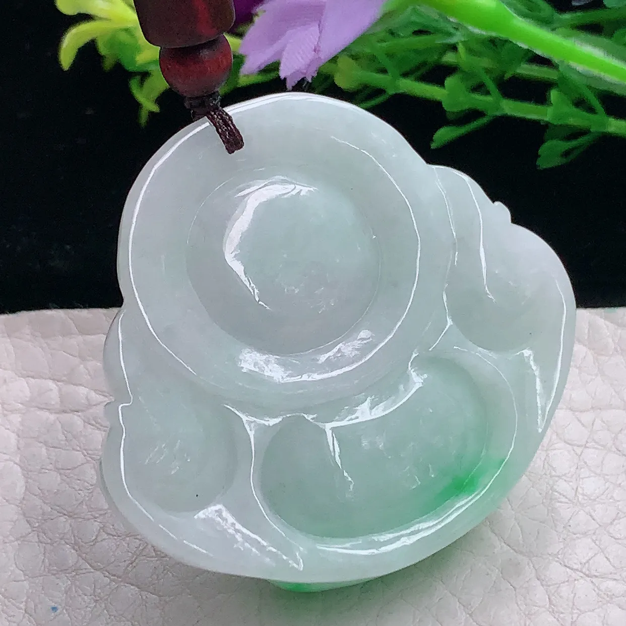 zen自然光43.547.5*12.8缅甸翡翠a货饱满飘绿佛公 弥勒佛玉吊坠 毛衣坠