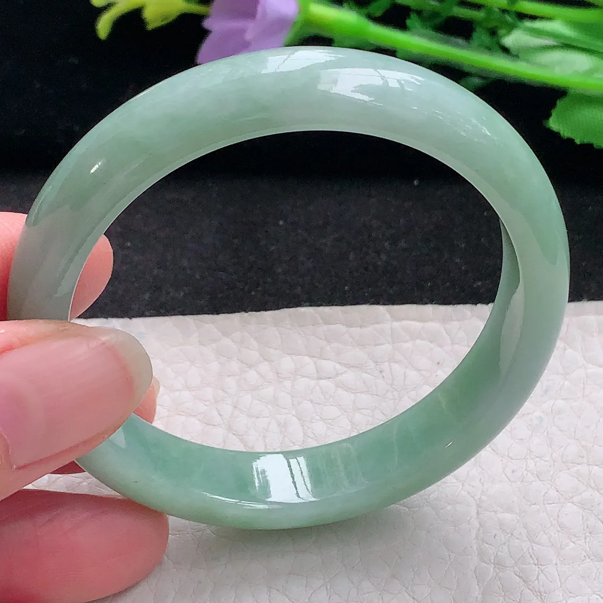 xx自然光53*11.8*7平安镯 翡翠a货玉手镯满绿宽边珠宝玉手环