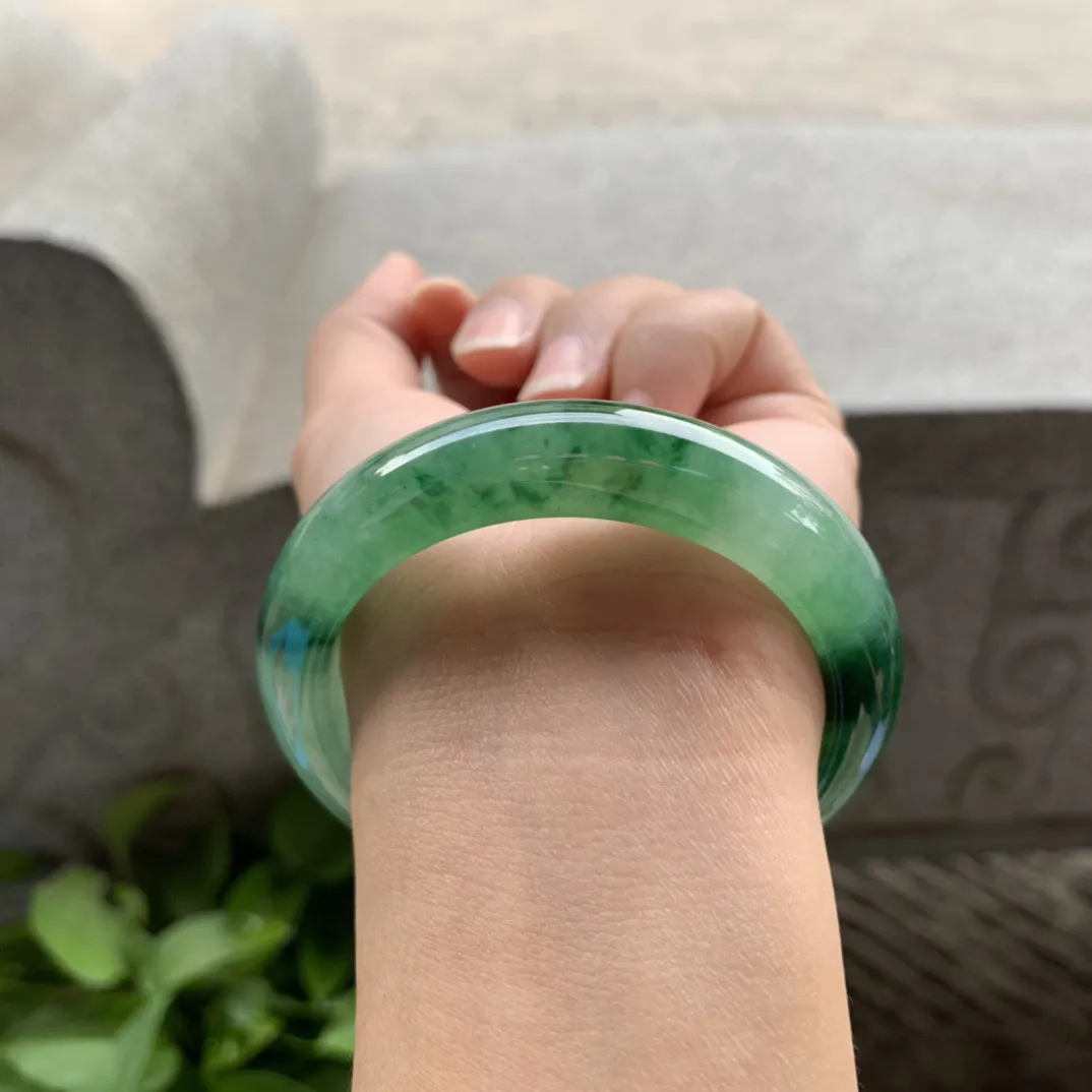 小圈口53.2-12.7-8.7 【辣绿正圈手镯】正圈53 54可戴
