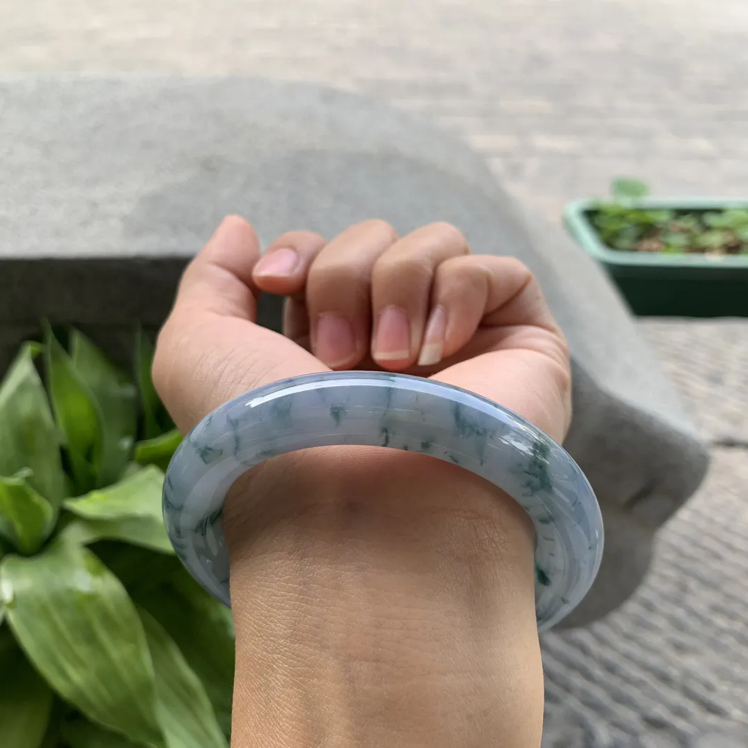 圈口57.6-11.5 【茄紫飘花圆条手镯】圆条57 58可戴