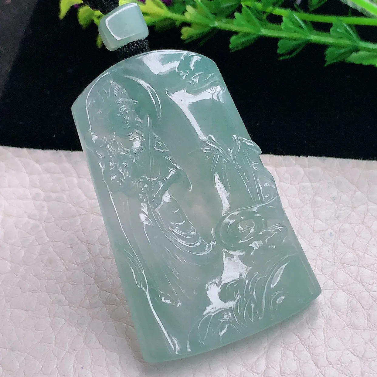 mut自然光55.6*36*5.6天然缅甸翡翠冰晴自在观音 玉观音玉吊坠 玉挂件