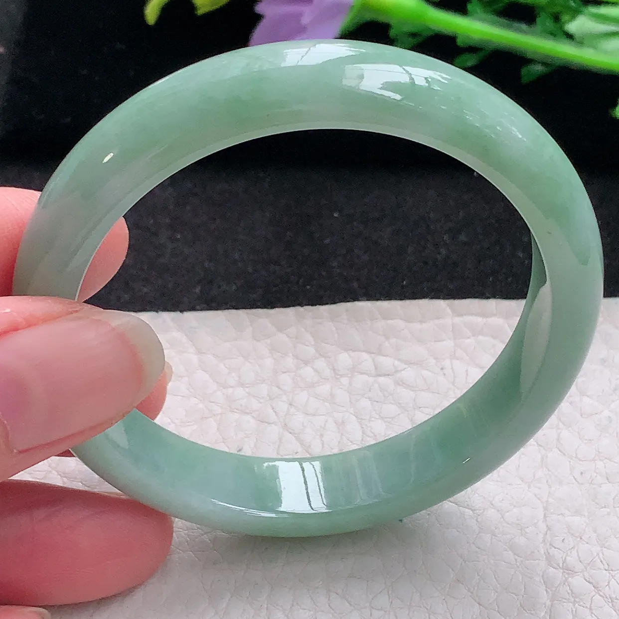 xx自然光53*11.8*7平安镯 翡翠a货玉手镯满绿宽边珠宝玉手环