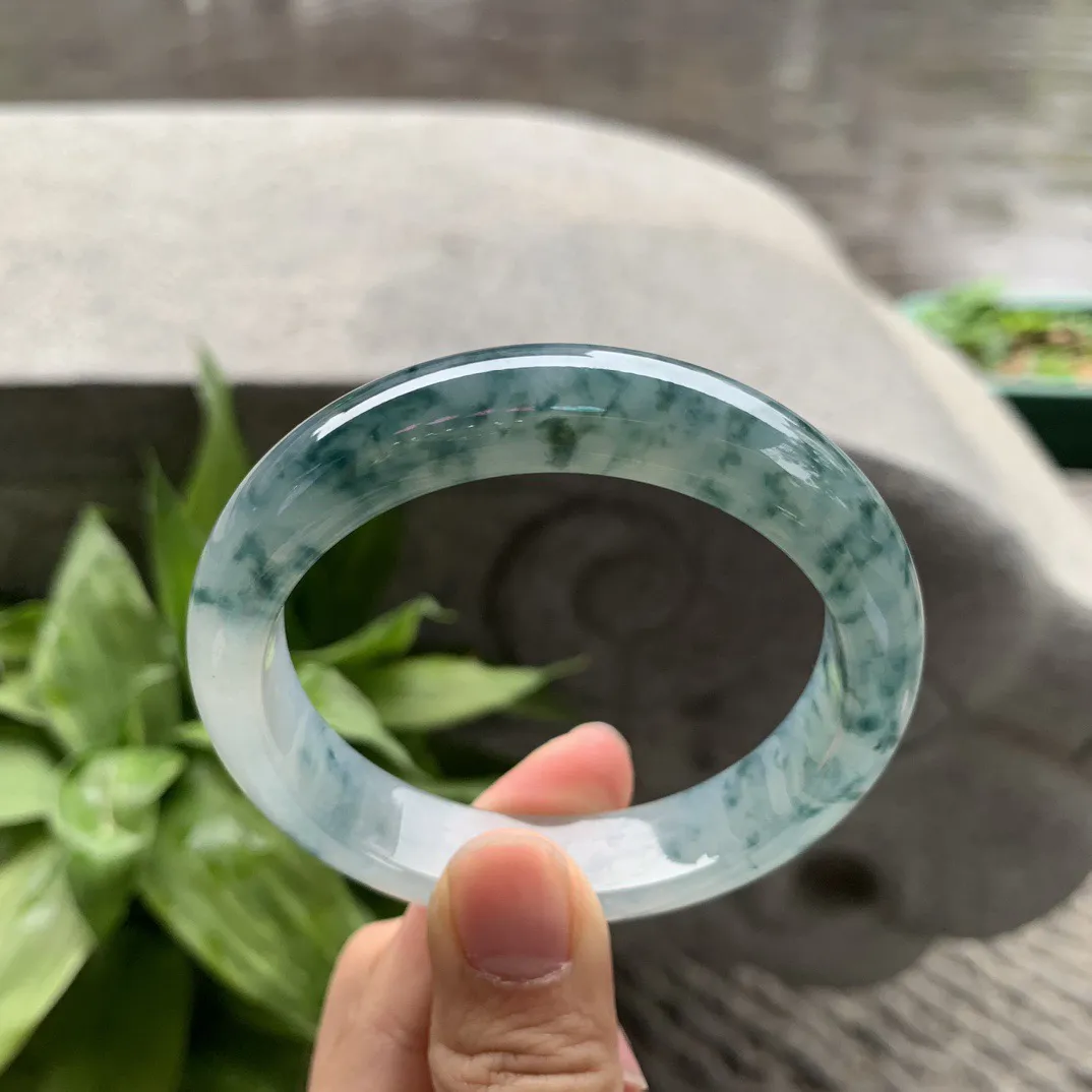 圈口 55.4-13-8.3【冰种飘花正圈手镯】正圈55 56可戴