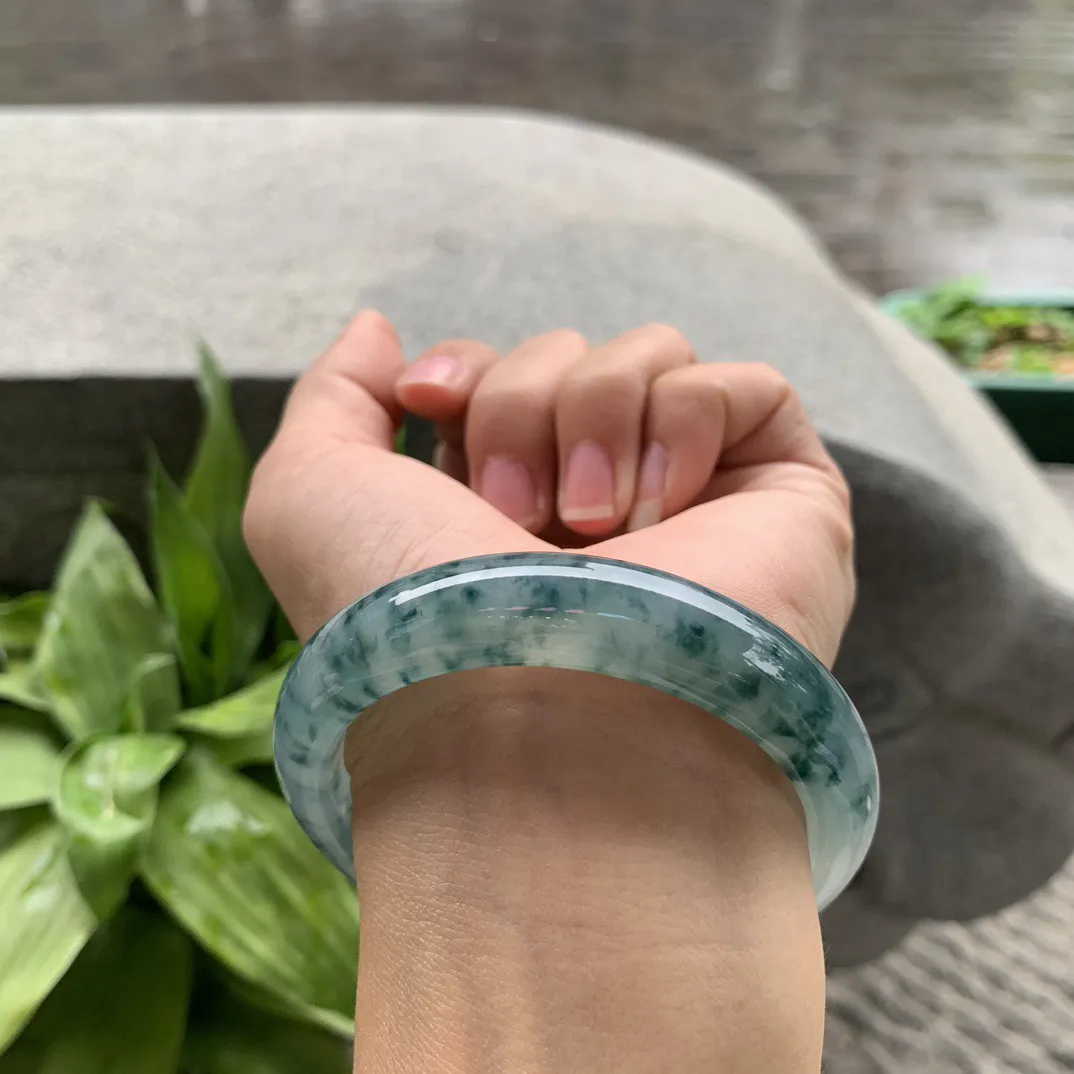 圈口 55.4-13-8.3【冰种飘花正圈手镯】正圈55 56可戴