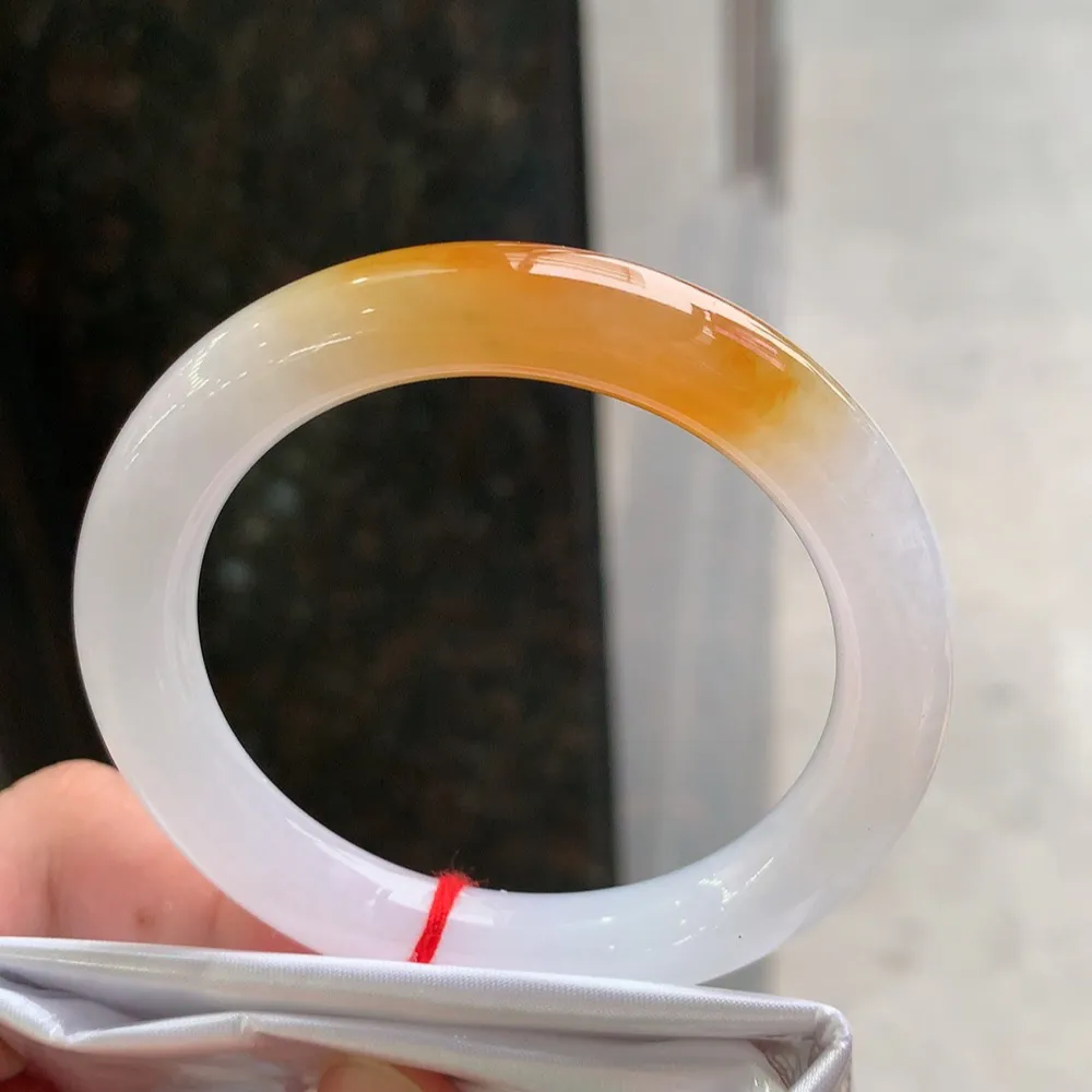 圆条冰黄翡 无瑕 尺寸:52.1/9.7 超值