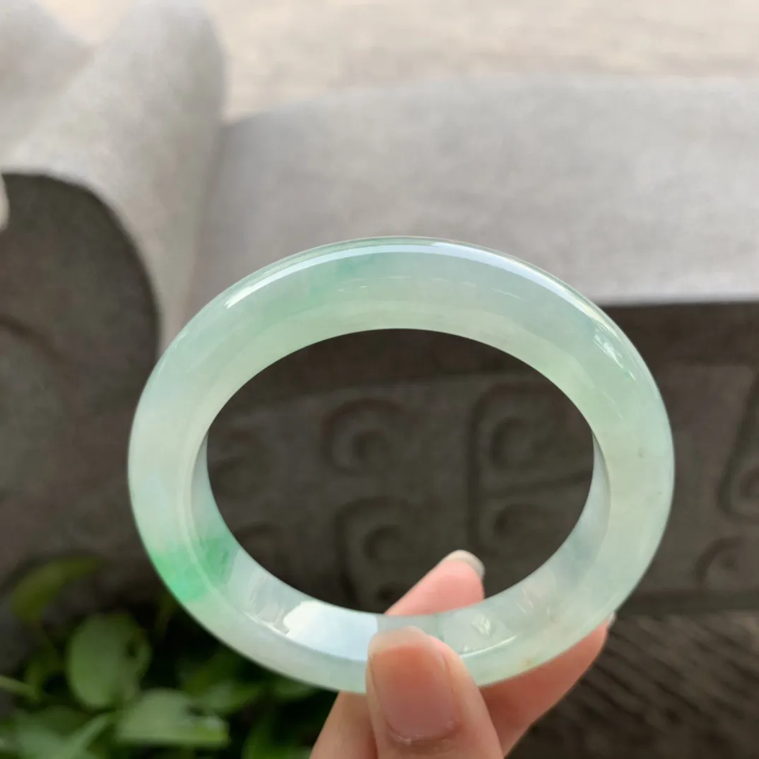 圈口 55.4-11.6-9.6【冰飘阳绿正圈手镯】正圈55 56可戴