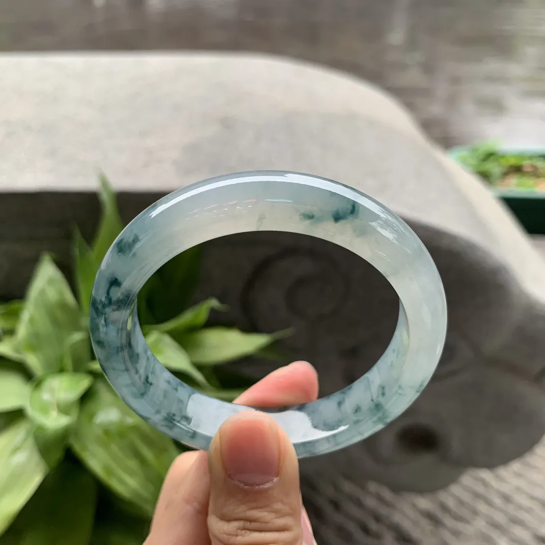 圈口 55.4-13-8.3【冰种飘花正圈手镯】正圈55 56可戴