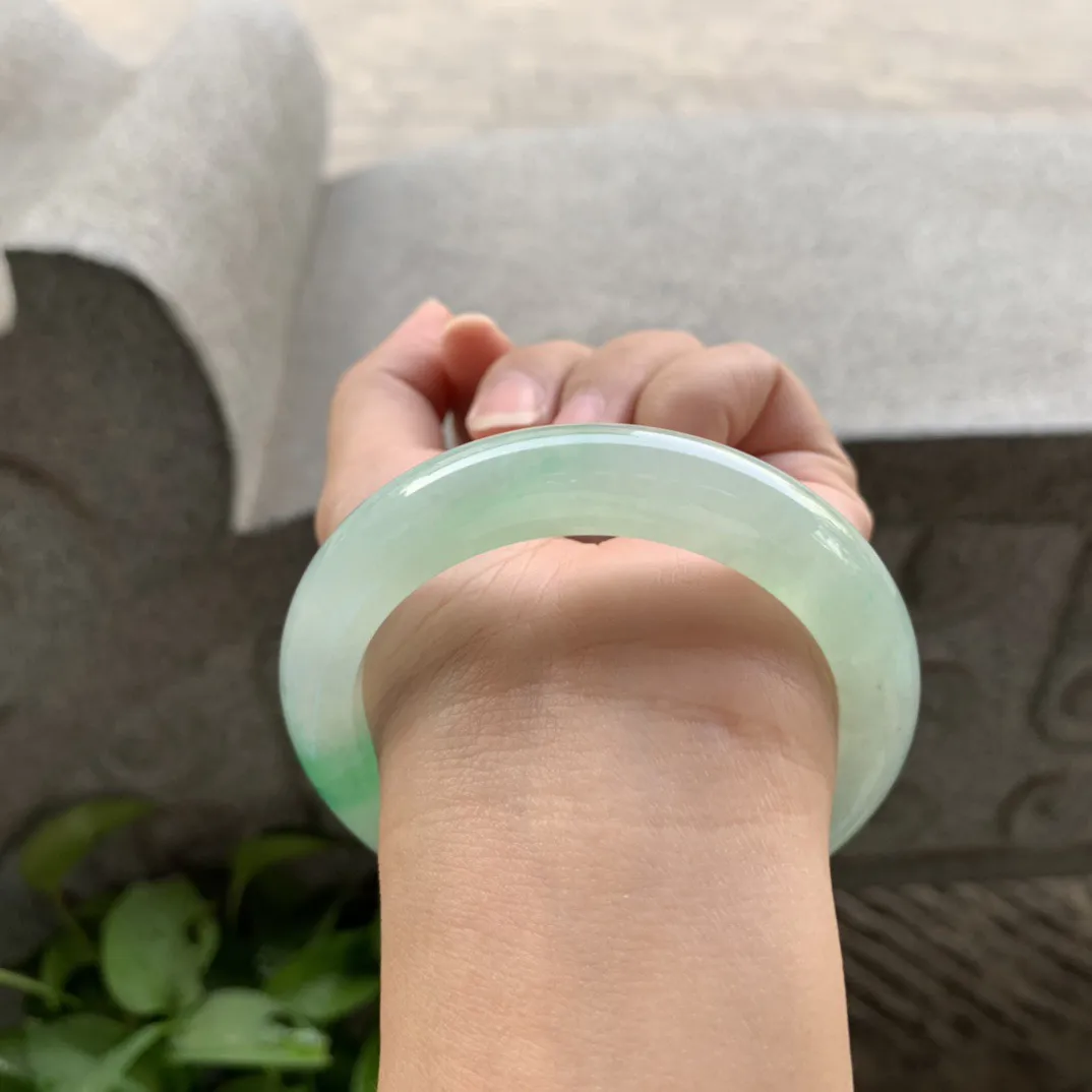 圈口 55.4-11.6-9.6【冰飘阳绿正圈手镯】正圈55 56可戴