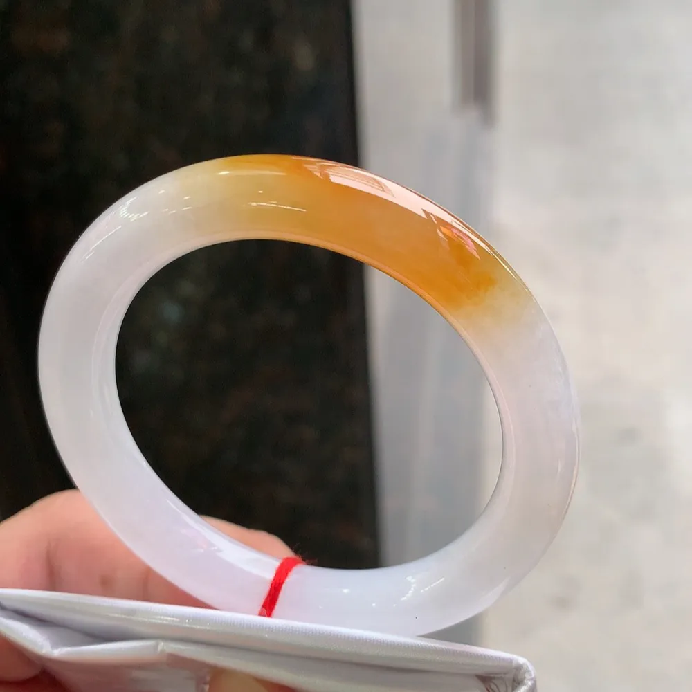 圆条冰黄翡 无瑕 尺寸:52.1/9.7 超值