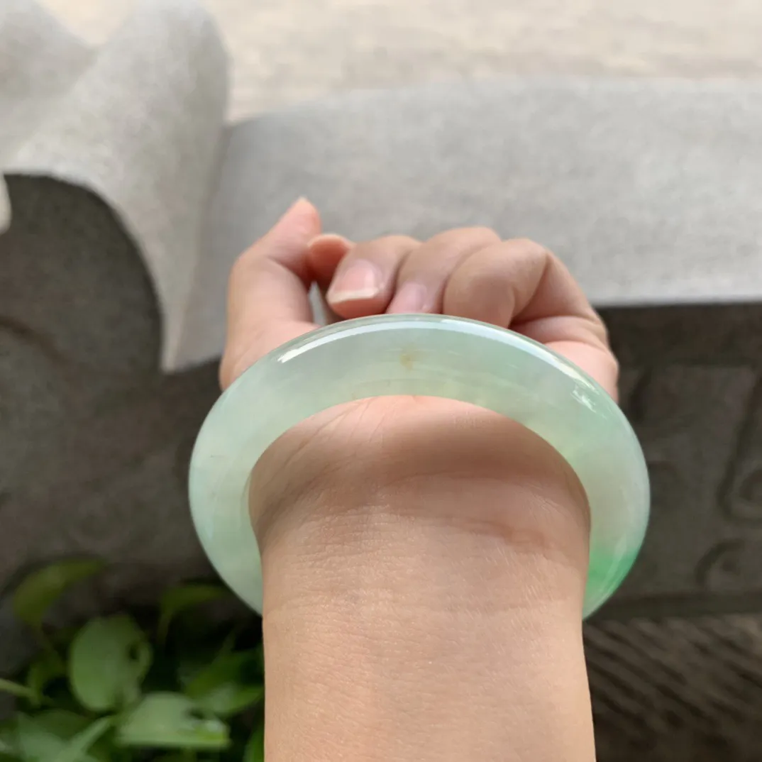 圈口 55.4-11.6-9.6【冰飘阳绿正圈手镯】正圈55 56可戴
