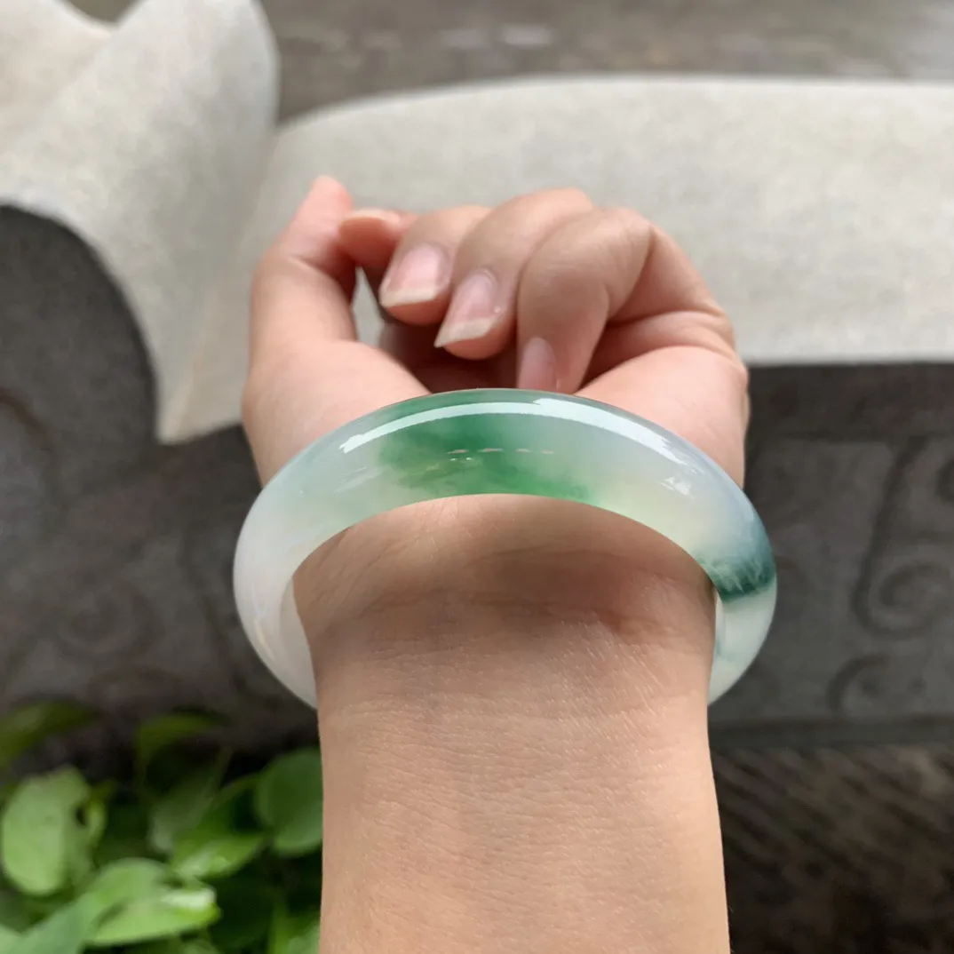 圈口55.3-13.8-7.1 【冰飘绿正圈手镯】正圈55 56可戴
