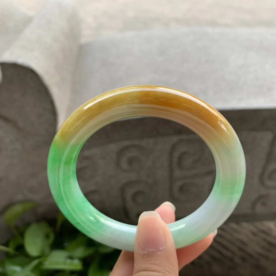 圈口 56.3-10.8【黄加绿圆条手镯】圆条56 57可戴