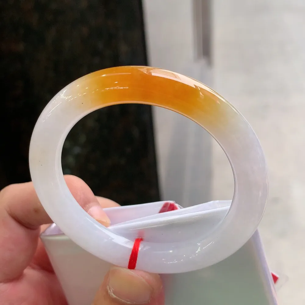 圆条冰黄翡 无瑕 尺寸:52.1/9.7 超值