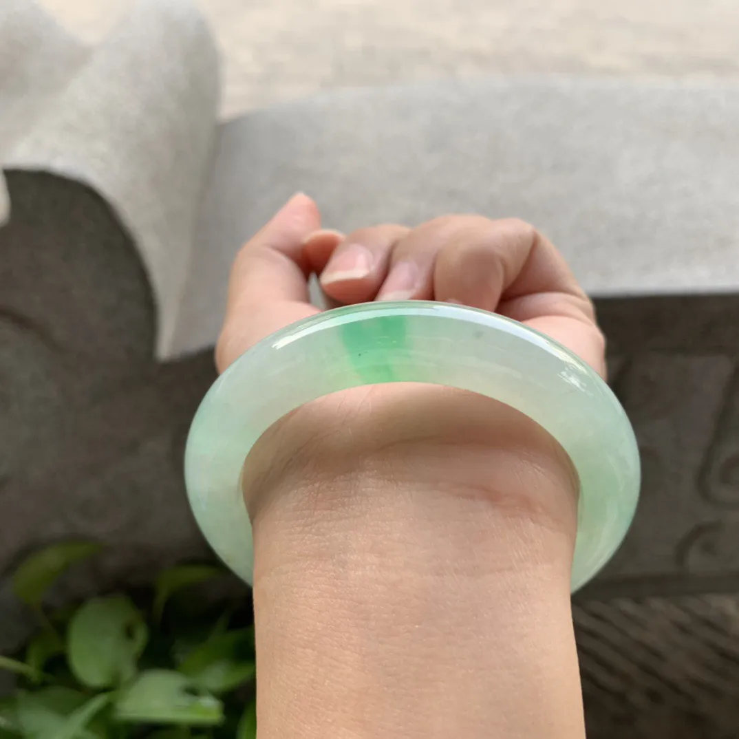 圈口 55.4-11.6-9.6【冰飘阳绿正圈手镯】正圈55 56可戴